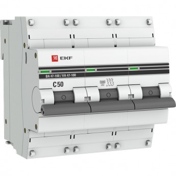 Автоматический выключатель EKF PROXIMA 3P 50А (C) 10kA ВА 47-100