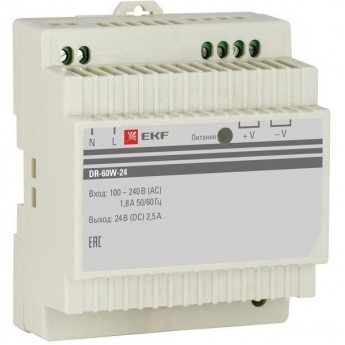Блок питания EKF 24В DR-60W-24 Блок питания EKF 24В DR-60W-24